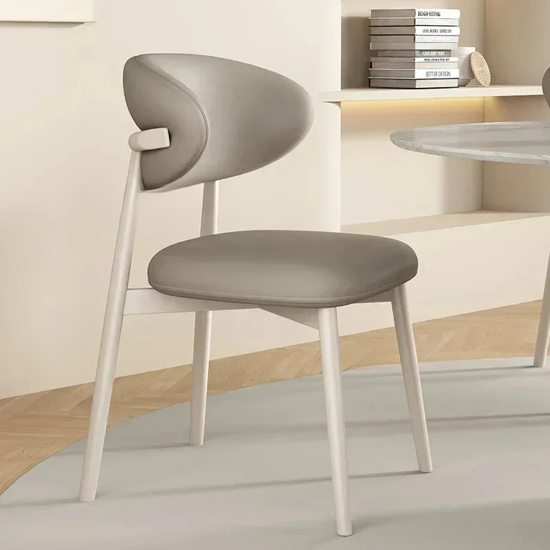 Patio Accent Dining Chair Kitchen Wooden Furniture Modern Retro Nordic PU Leather Restaurant Italian Furniture Kitchen Luxury 6