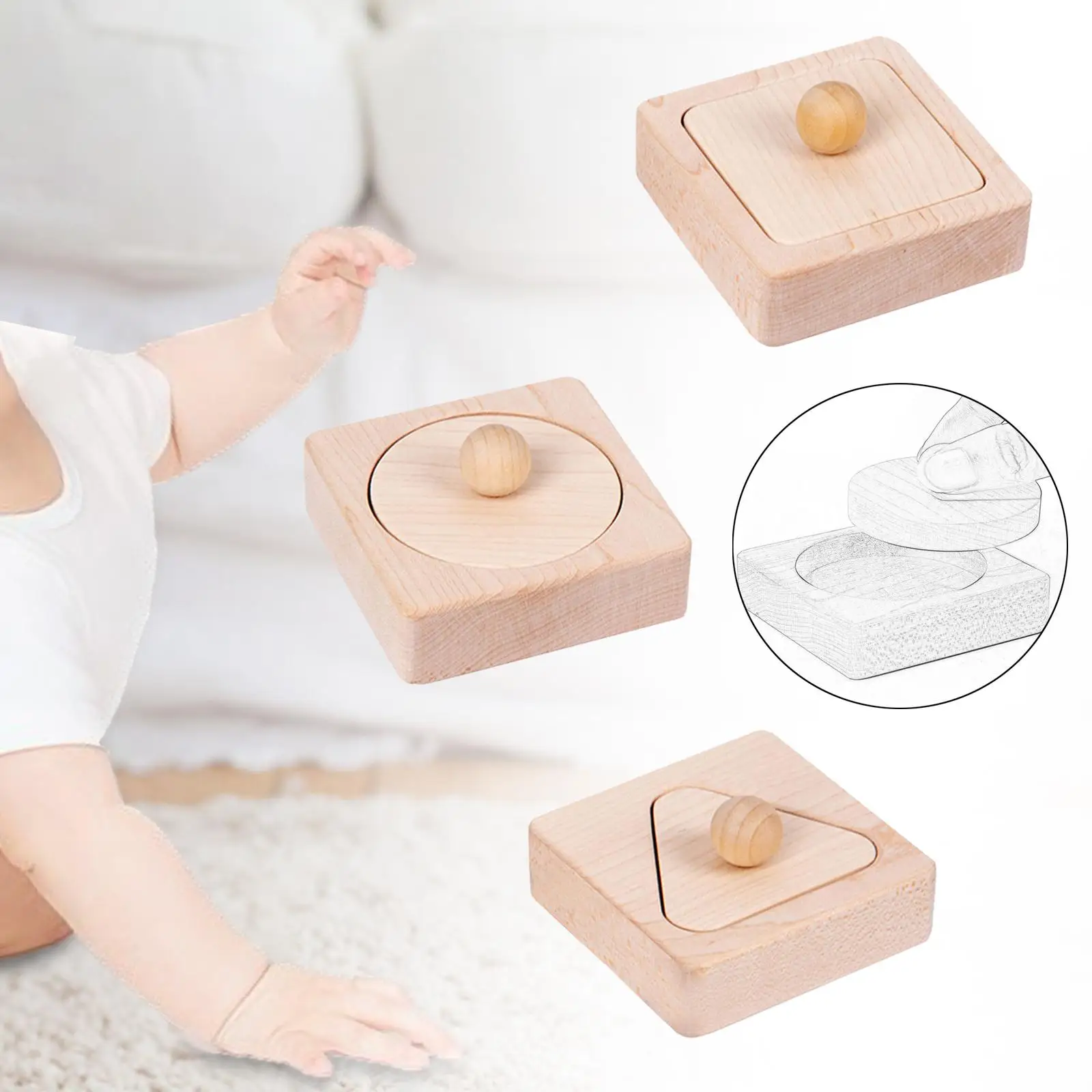 Wooden Shape Peg Puzzle Interaction Toy Teaching Aids Geometric Peg Shapes Motor Activity Toy Early Educational for Gift Babies