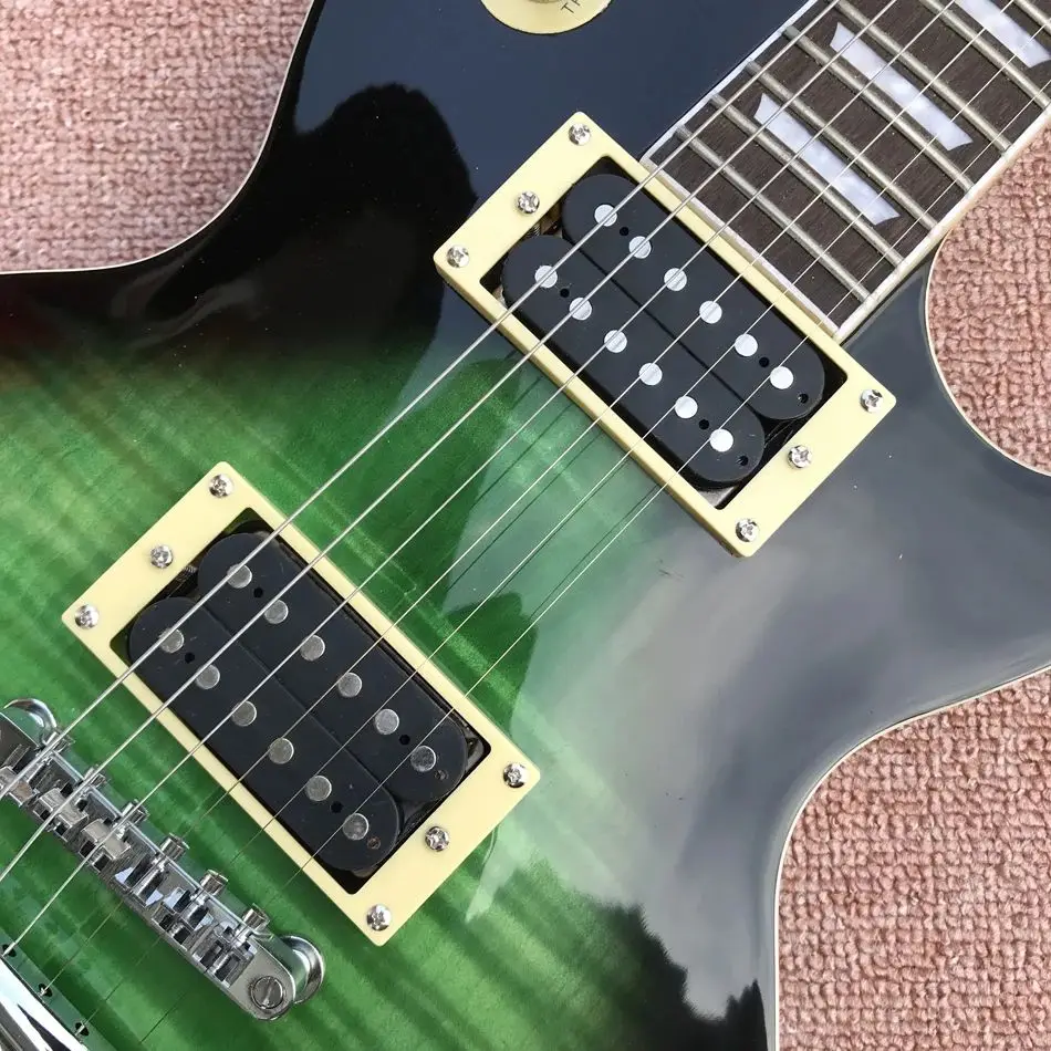 L P Slash Guitar Green Color Silver Hardware Roseboard Fingerboard Frets Binding