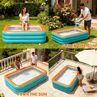 Inflatable Pool for Outdoor Water Parties Adult & Children's Swimming Pool, Rectangular Foldable Pool for Backyard Entertainment 3