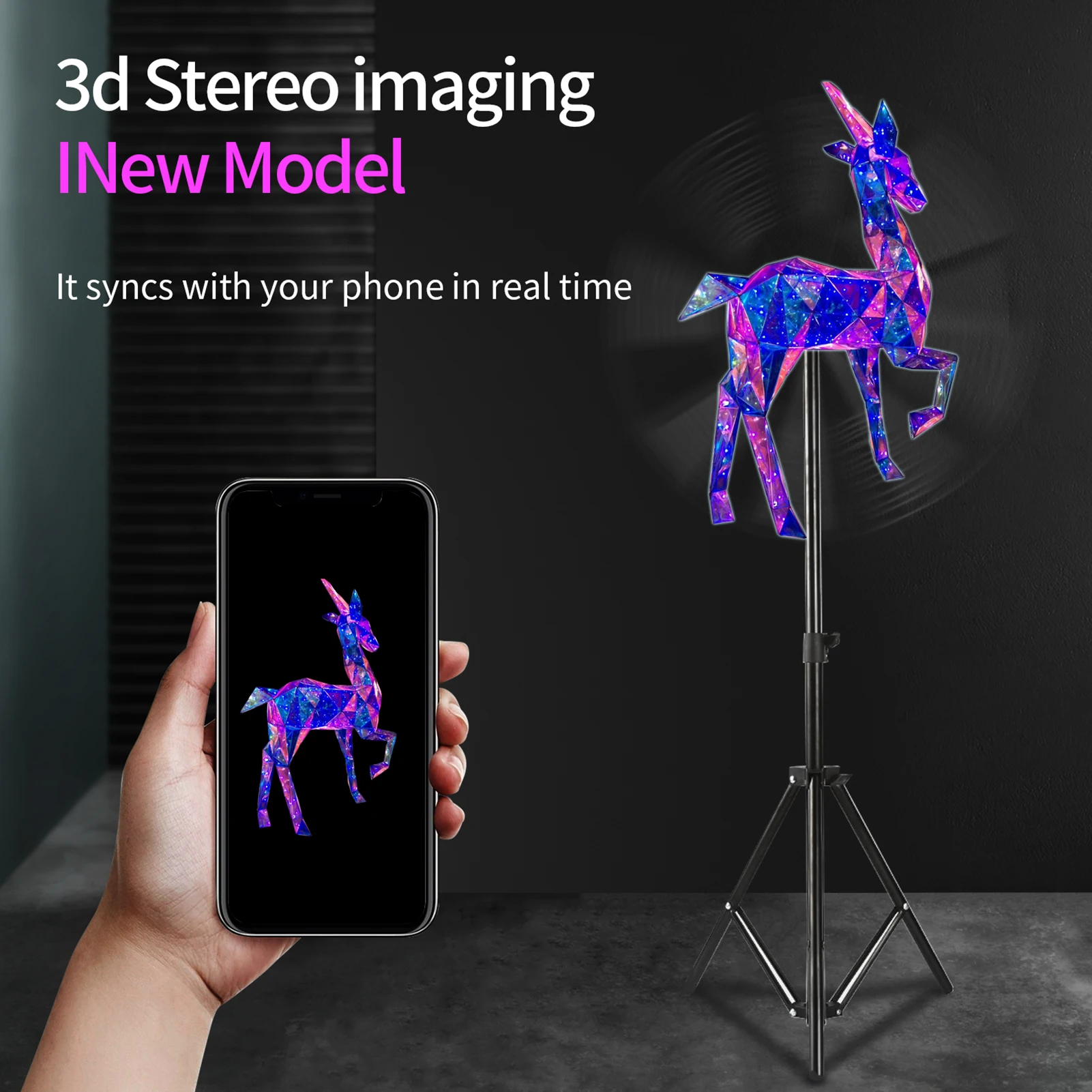 3D Hologram Projector Advertising Display Fan Wall-mounted Player 3D Naked Eye 2K HD LED Photo Video Fan 624pcs LED Light Beads