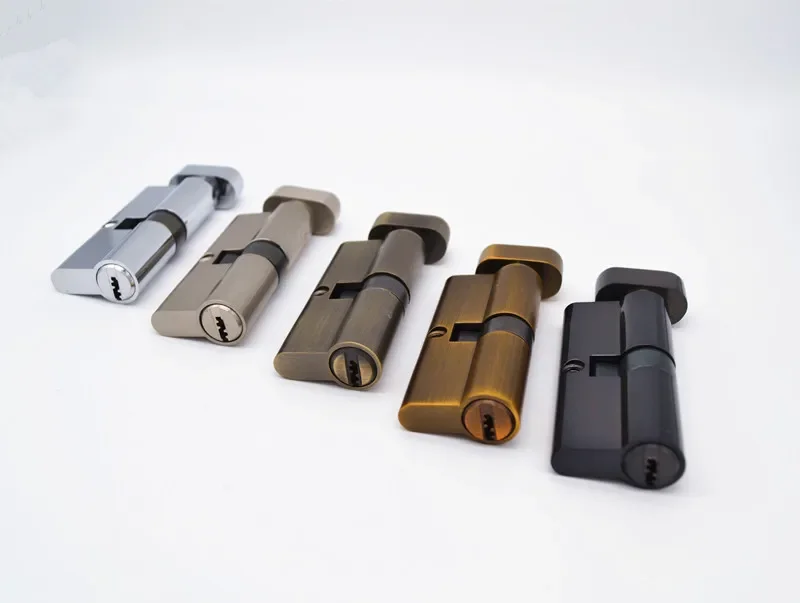 Description Picture 3 of item70mm Black Chrome Plated Brass Door Lock Cylinder With 3 Brass Computer Keys Anti-theft Home Security Cylinder With Knobs