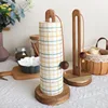 Solid wood paper towel rack Kitchen perforation-free roll paper storage rack cloth plastic wrap bag vertical storage rack 2