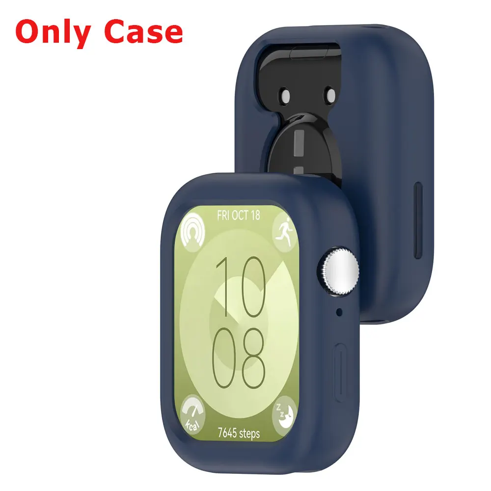 Silicone Watch Strap with Protective Case for Huawei Watch Fit 3: All-In-One Band and Screen Protector Combo