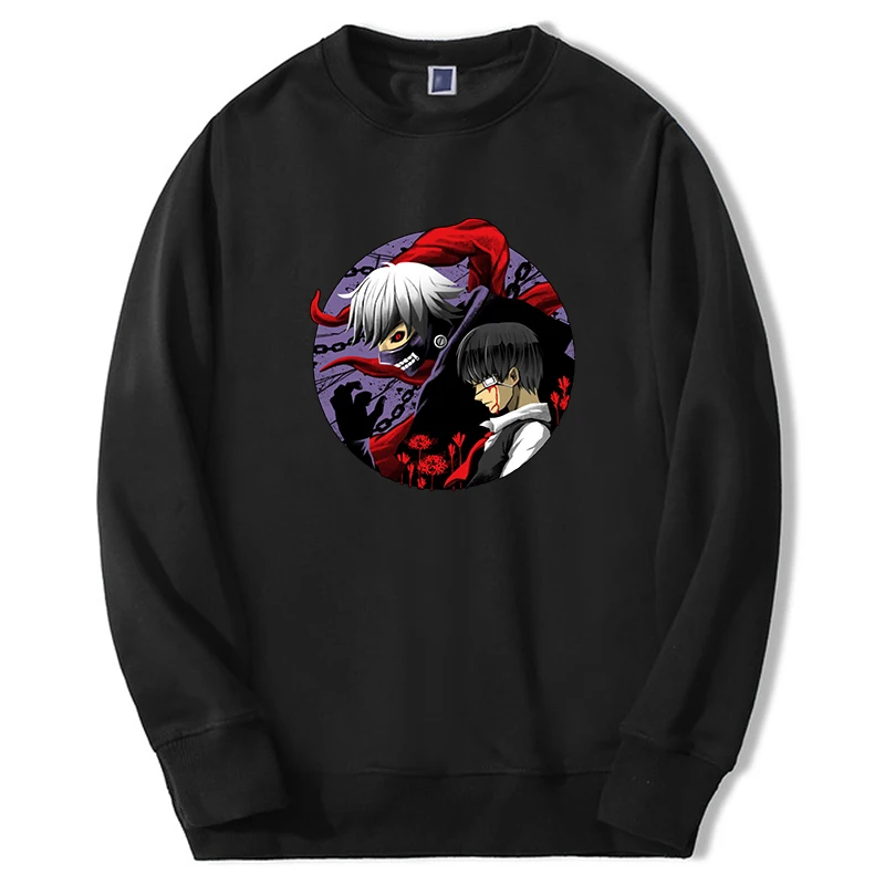 

2022 Hot Anime Tokyo Ghoul Sweatshirts kaneki ken Mens Fashion Hoodies New Loose Round Neck Anime Clothes Harajuku Streetwear