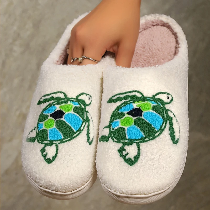 Cotton Non Slip Warm Plush Slippers for Women Home Autumn Winter