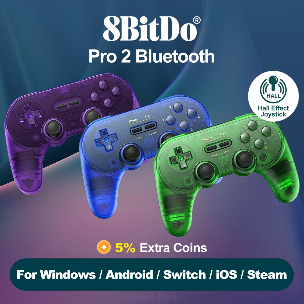 8bitdo-pro 2-Nintendo Switch, Windows, Android, iOS用の透明