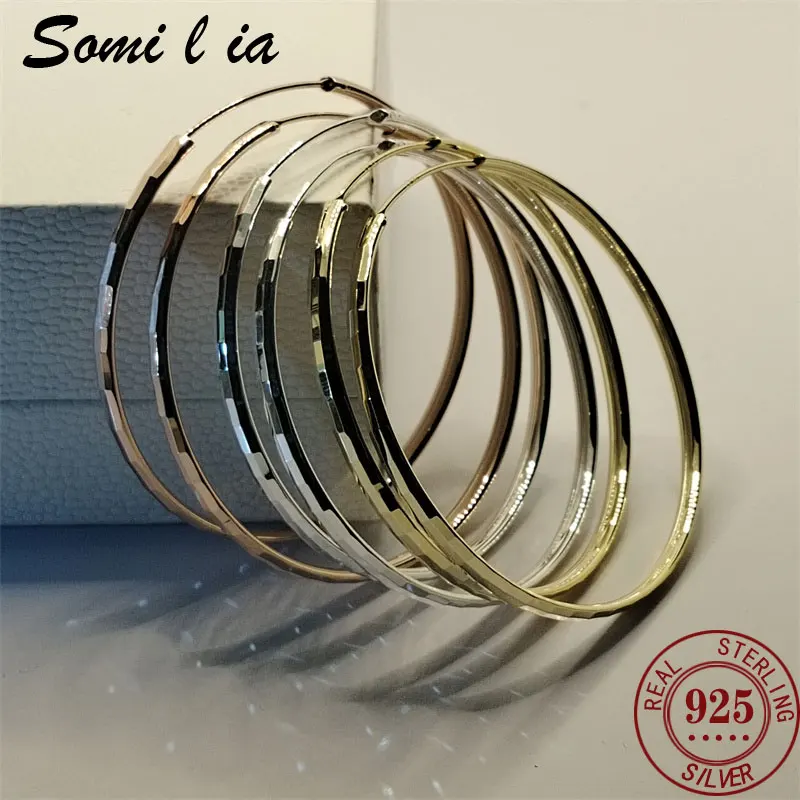 

Somilia - 18K Golden Hoop Earring Dropship Suppliers 925 Sterling Silver Round Earrings for Women Large Circle Piercing