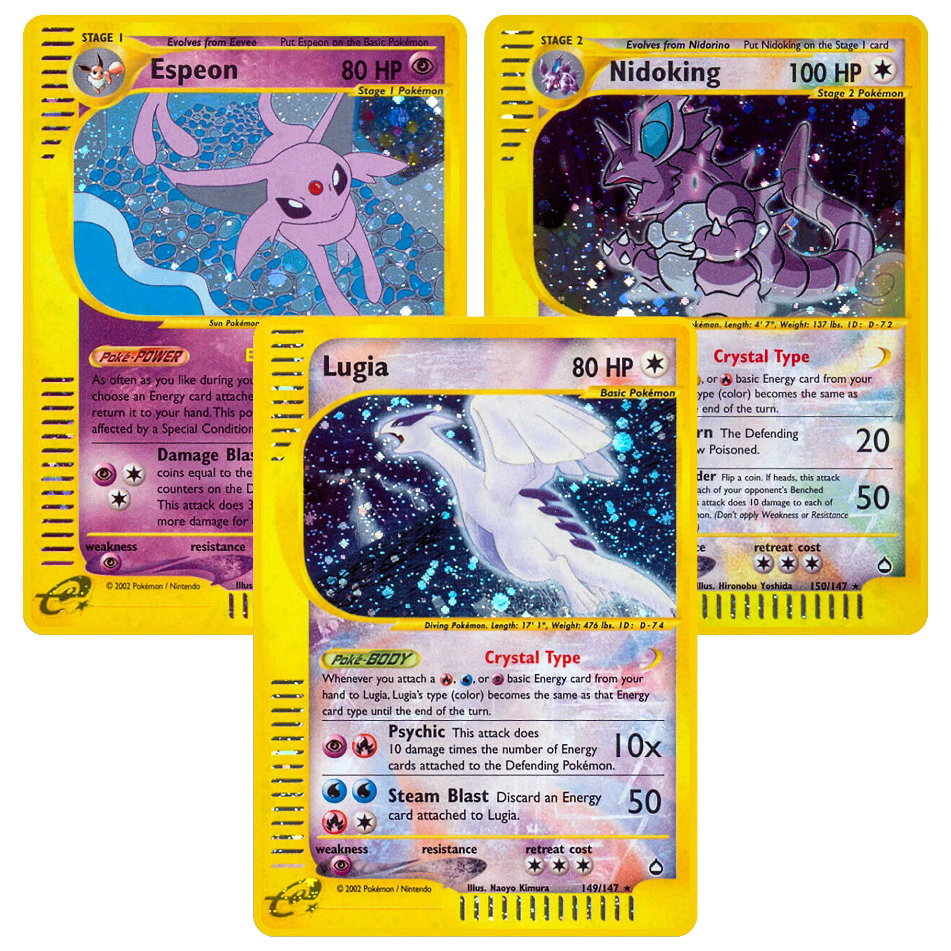 Proxy PKM Card AQ EX FOIL Card Lugia Nidoking Suicune Espeon