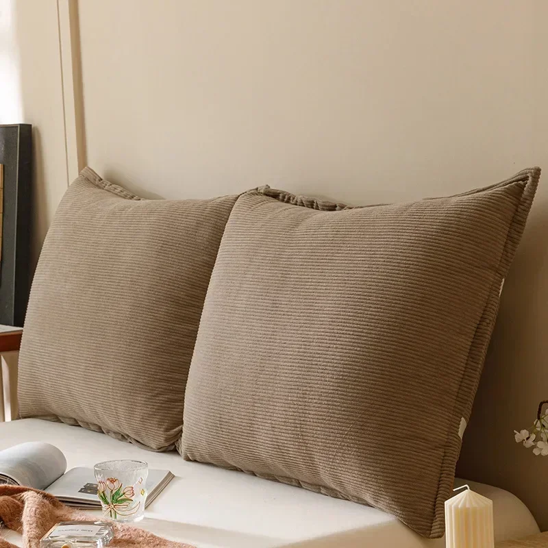 New retro corduroy removable and washable bedside soft bag cushion tatami large backrest solid color long pillow can be bundled