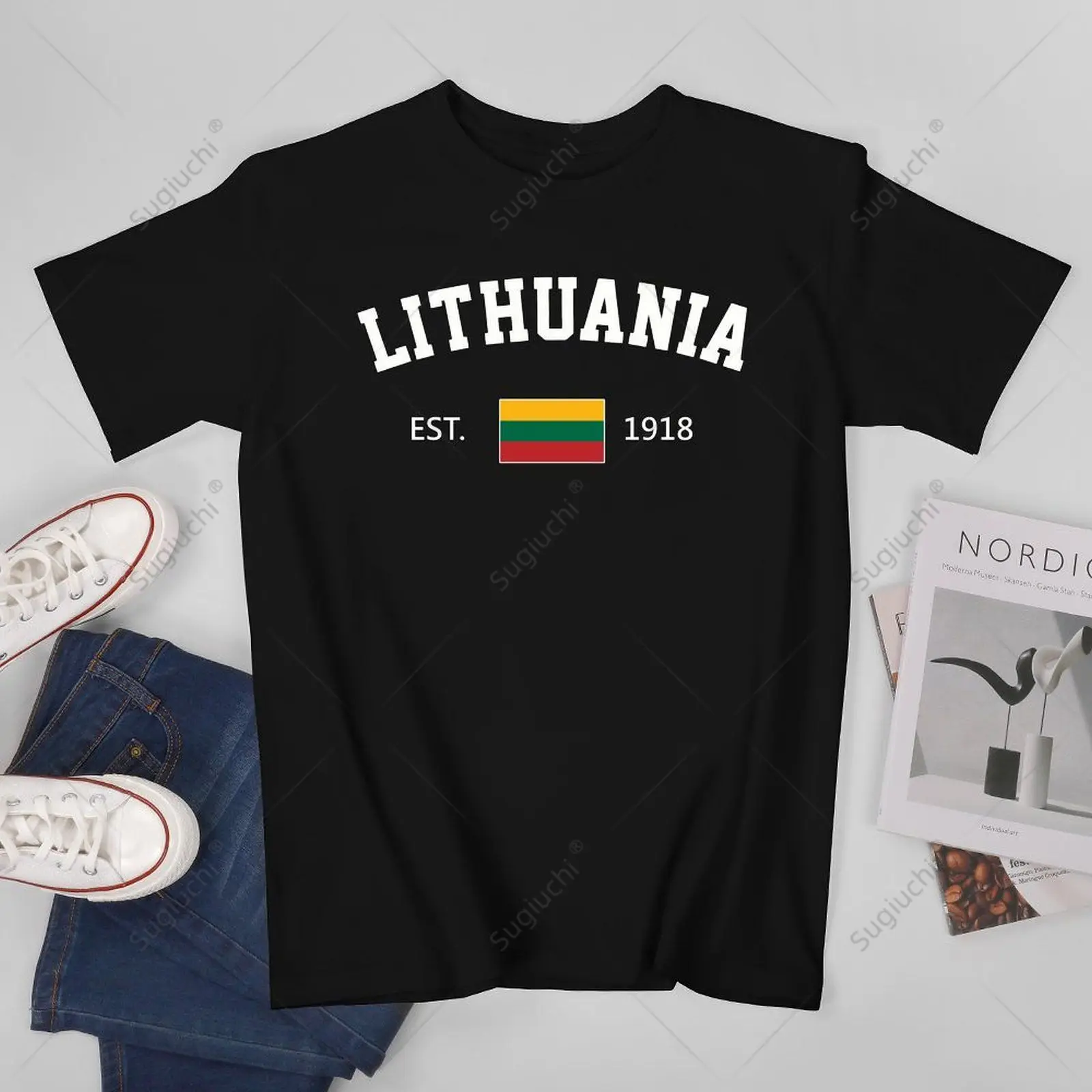 

Unisex Men Lithuania EST.1918 Independence Day Tshirt Tees T Shirts Women Boys 100% Cotton T-Shirt