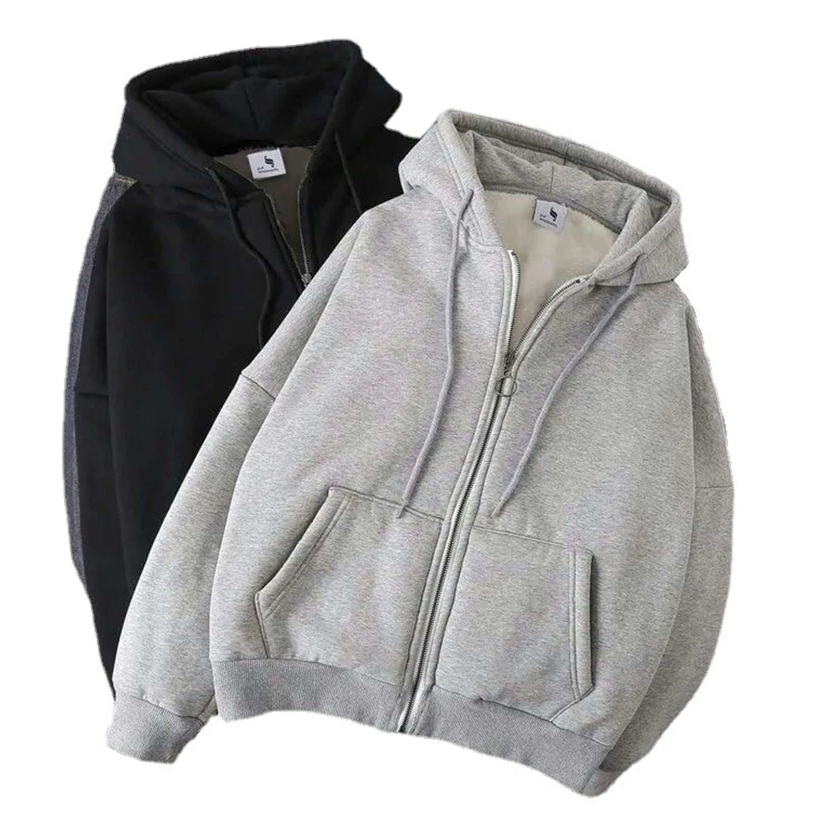 

Oversize Sweatshirt with Zipper Long Sleeve Stretchy Top with Hemmed Cuffs for Spring Fall Outside Wear