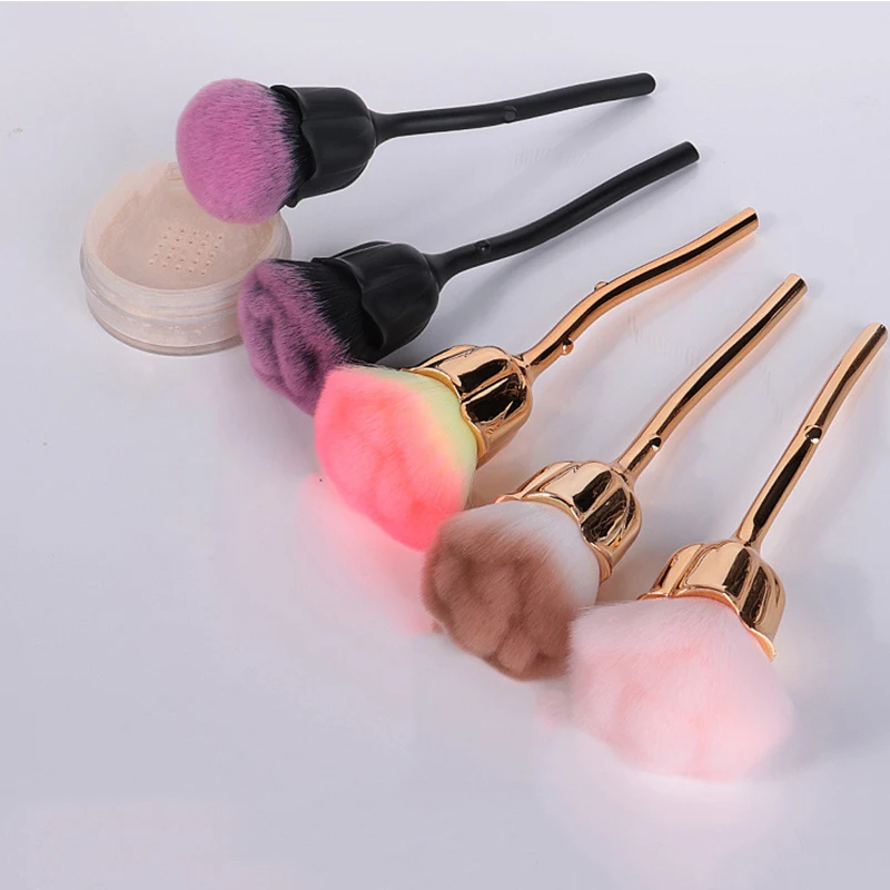 Flower Nail Brush For Manicure Rose Nail Art Brush Nail Accesories Tools Popular Round Small Gel polish Dust Cleaning Brushes 4