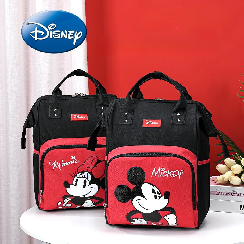 Disney Mickey Minnie's Original New Diaper Bag Backpack Luxury Brand Baby Diaper Bag Large Capacity Waterproof Cartoon Baby Bag