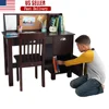 Wooden Child Study Desk with Chair Storage Organizer Bulletin Board Ideal Homework and Crafting 1