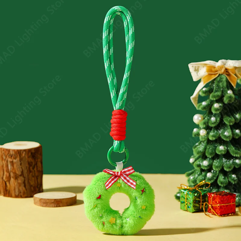 Mini Plush Christmas Keychain Cute Gingerbread Man Snowman Santa Claus Pendant Bag Hanging Ornament Gift