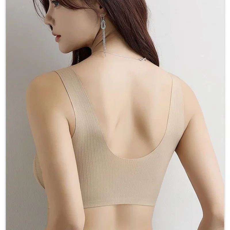 Seamless Comfort Bras for Women Tank Style Bra Removable Pads Wireless Bralette Solid Ribbed Daily Underwear Sexy Lingerie M-XXL 3