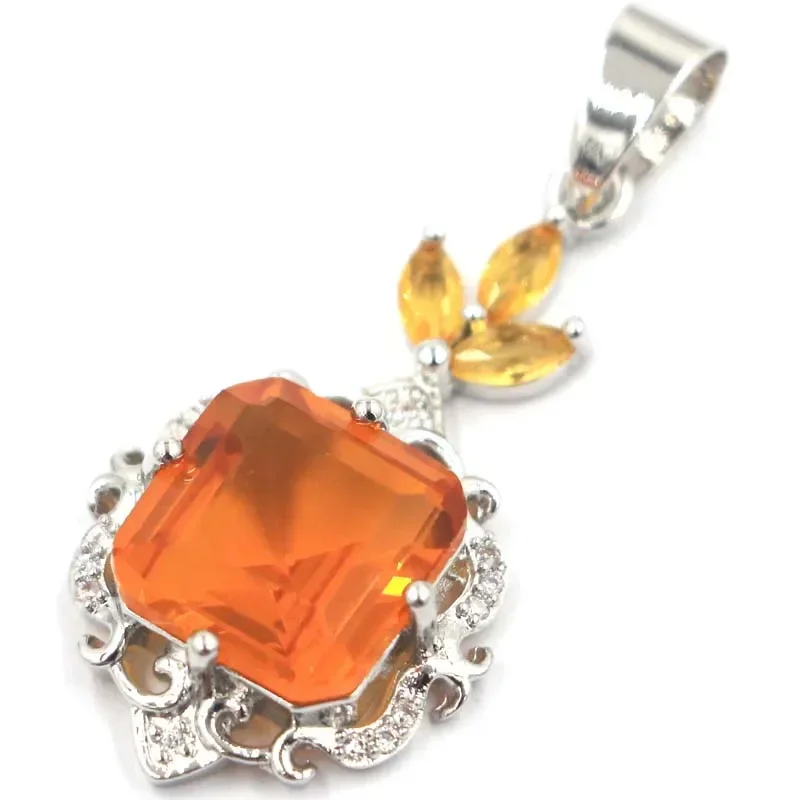 Customized 925 SOLID STERLING SILVER PENDANT Pink Tourmaline Golden Citrine Green Tsavorite Garnet CZ For Women Daily Wear