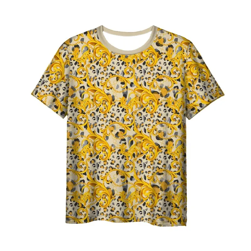 

New 3D Print Causal Clothing Golden Baroque Leopard Pattern Fashion Men Women T-shirt Plus Size Size S-7XL Four Seasons Casual