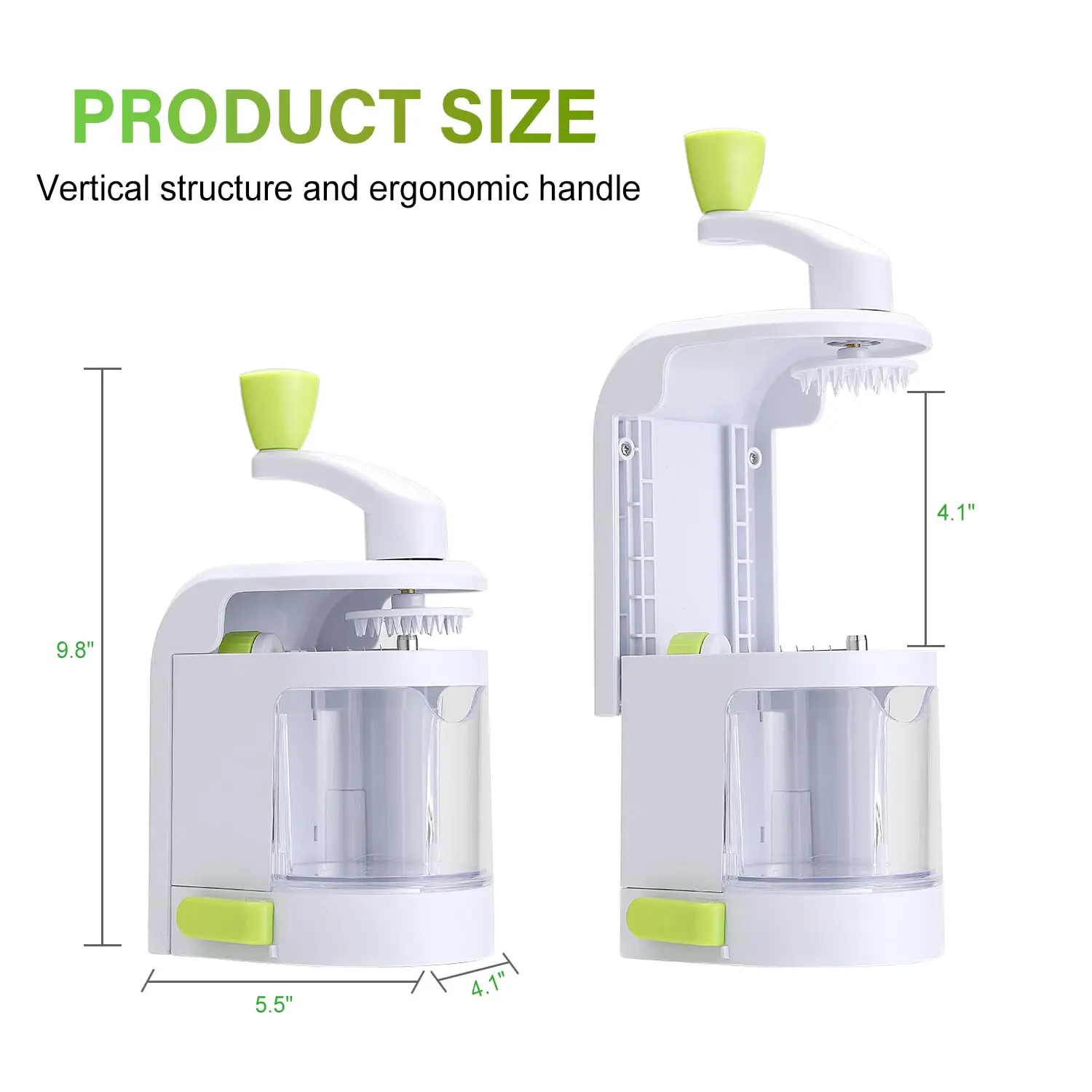 Spiralizer Vegetable Slicer 4 in 1 Rotating Blades Heavy Duty Veggie Spiralizer with Strong Suction Cup, Zucchini Spiral Noodle