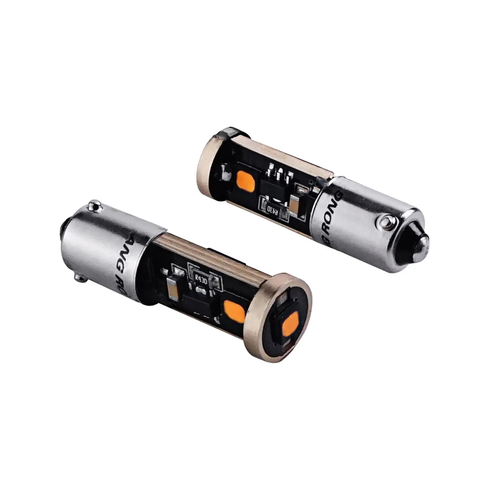 2개 에러 없는 H6W 433 BAX9s 3 SMD LED 전구 방향지시등 사이드라이트 실내등 12V 앰버