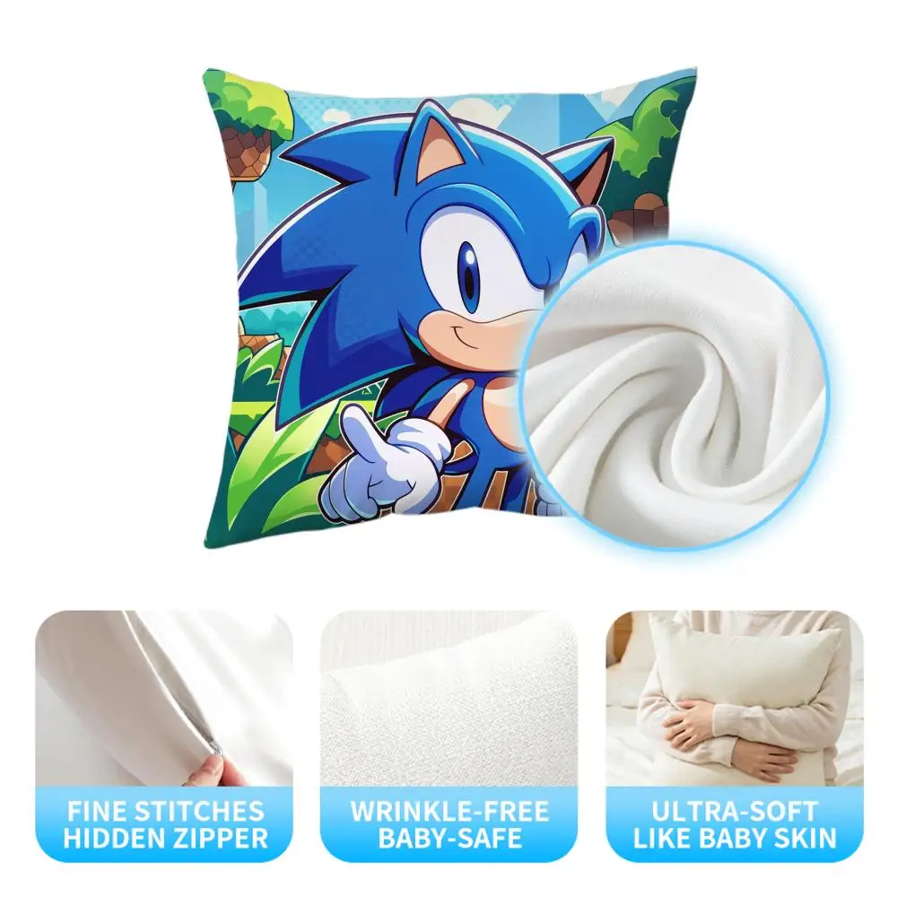 S-Sonic 쿠션 커버 편안한 쿠션 커버, 베개 커버, 소파 쿠션, 따뜻하고 독특한 홈 데코, 베개 커버