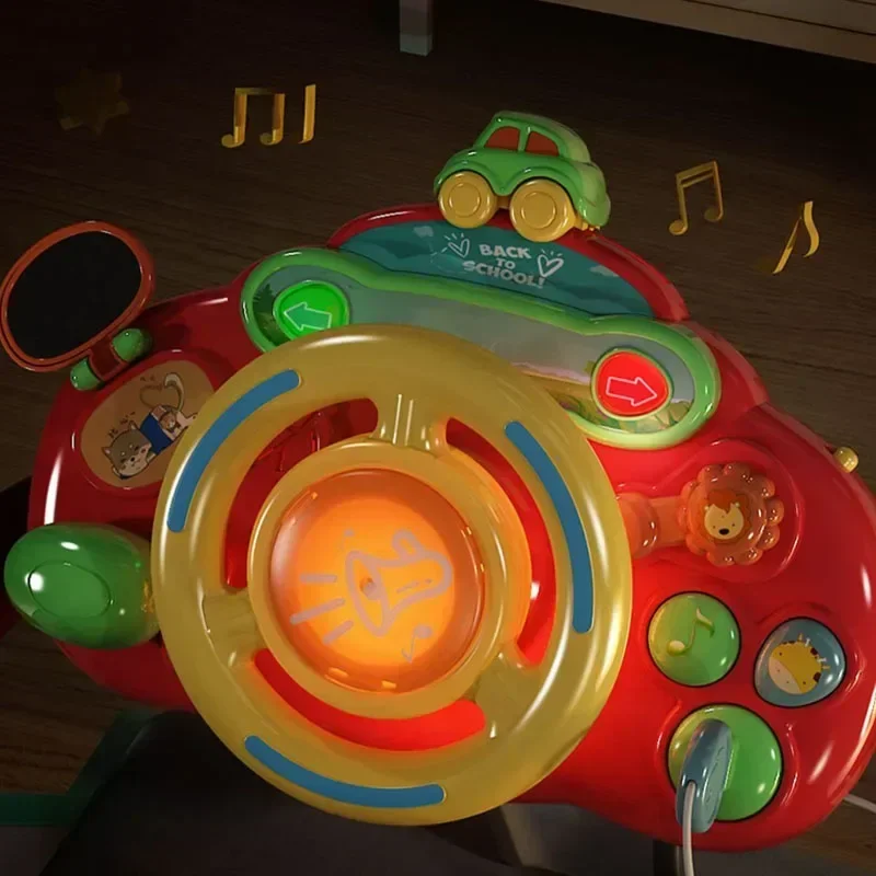 Baby Stroller Toy Simulate Driving Car Steering Wheel Early Educational Toys with Honking Sound for Toddler To Calm Fussy Rid