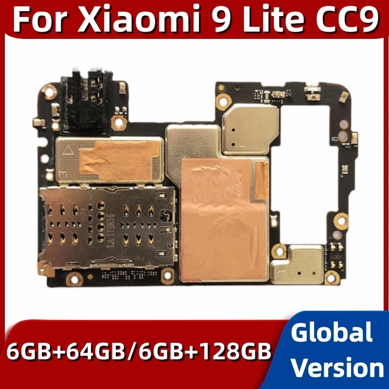 Motherboard for Xiaomi Mi 9 Lite CC9, Logic Board, Unlocked Mainboard, 64GB, 128GB, Global ROM, Google Playstore Installed