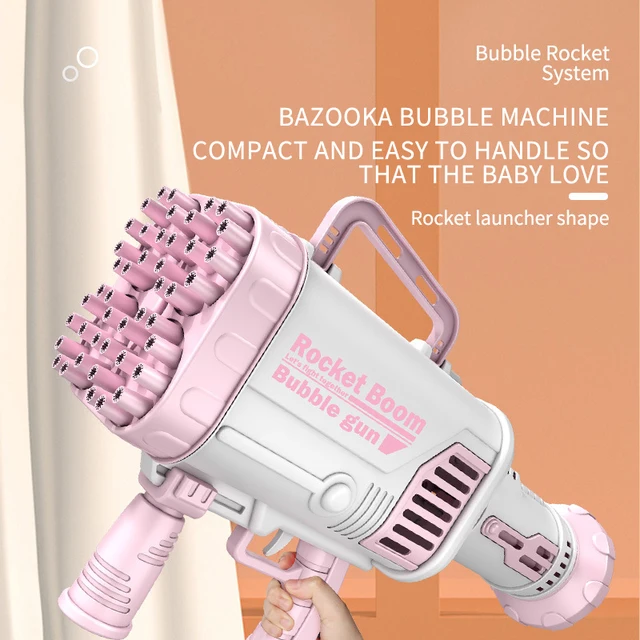 New Bubble Gun Rocket Soap Bubbles Machine Gun Shape Automatic Blower With Light Toys For Kids Pomperos Children‘s Day Gift 5