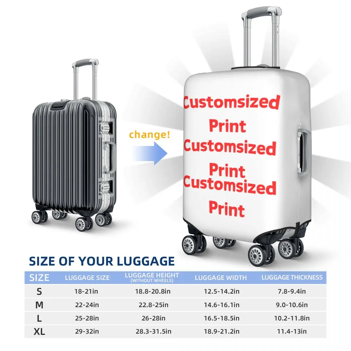 Customized image Print Suitcase Cover Any Color Cruise Trip Protection Vacation Useful Luggage Supplies images - 6