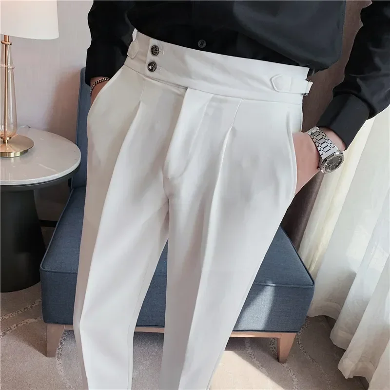 Business Pants High Quality Business Casual Draped High-waist Trousers Men Solid Color Formal Pants Male Formal Office Social Suit Pants