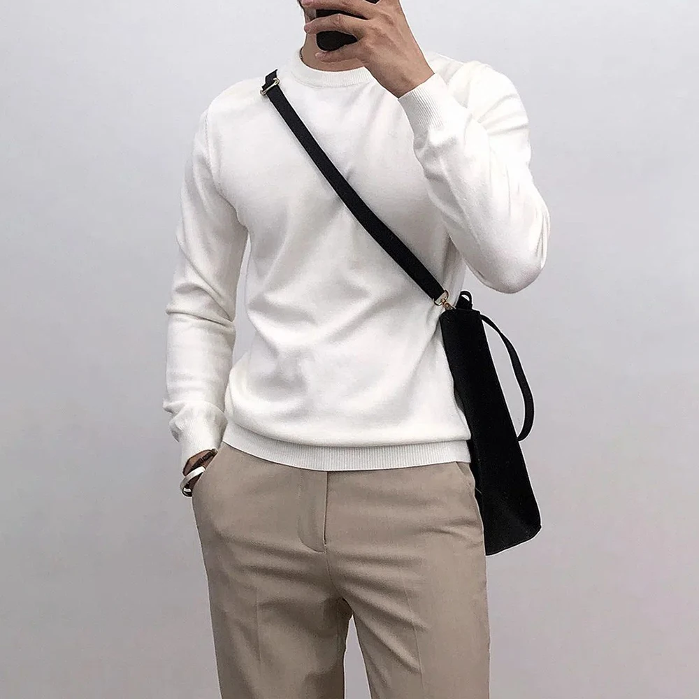 

2023 Autumn Winter Men Sweater Fashion Clothes Men's Jumpers Casual Slim Mens Sweaters Knitted Pullovers Soft Knitwear Tops