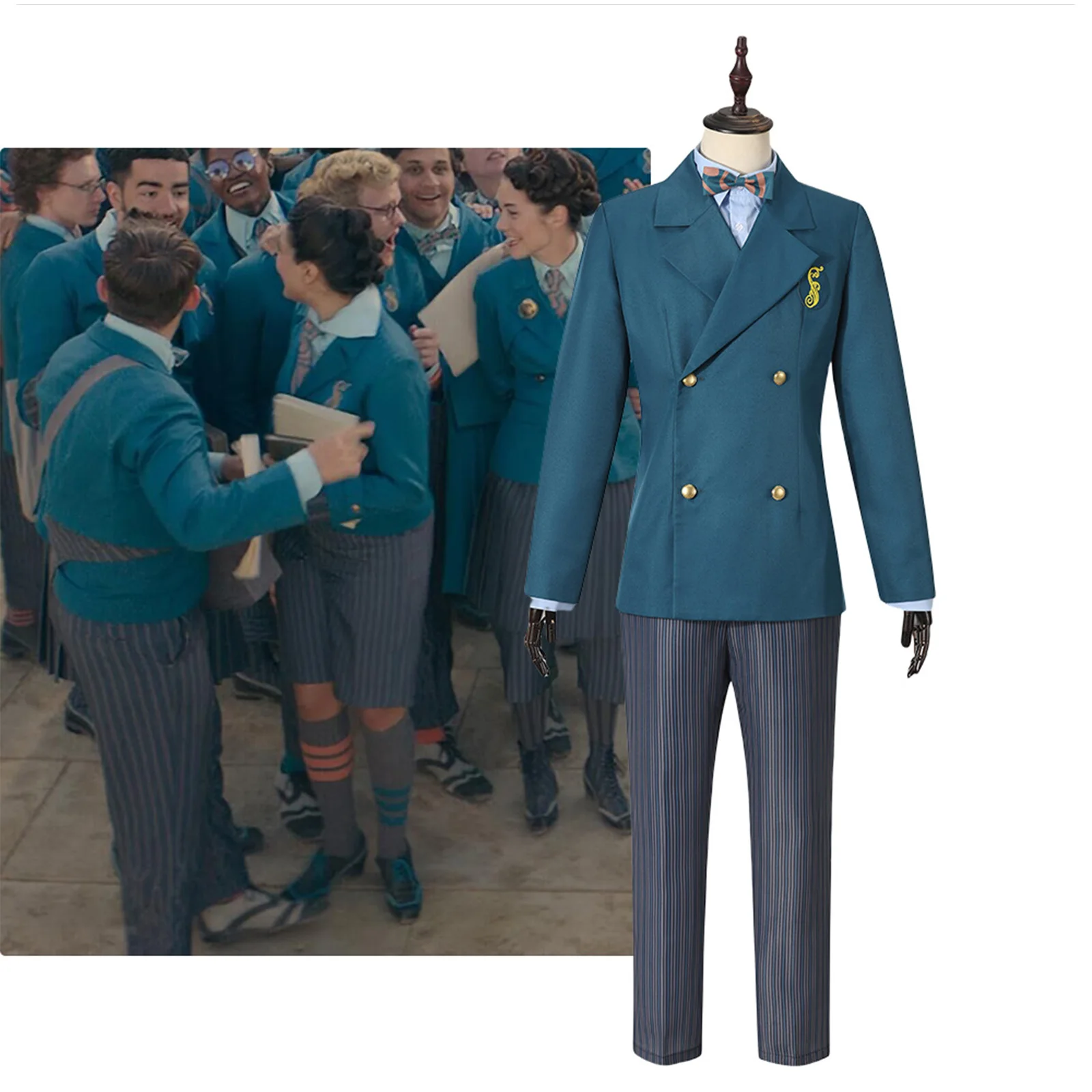 Witch Fiyero Boq Cosplay Costume School Uniform Boys Full Suit Top Pant Tie Graduation Clothes Musical Halloween Party Outfit