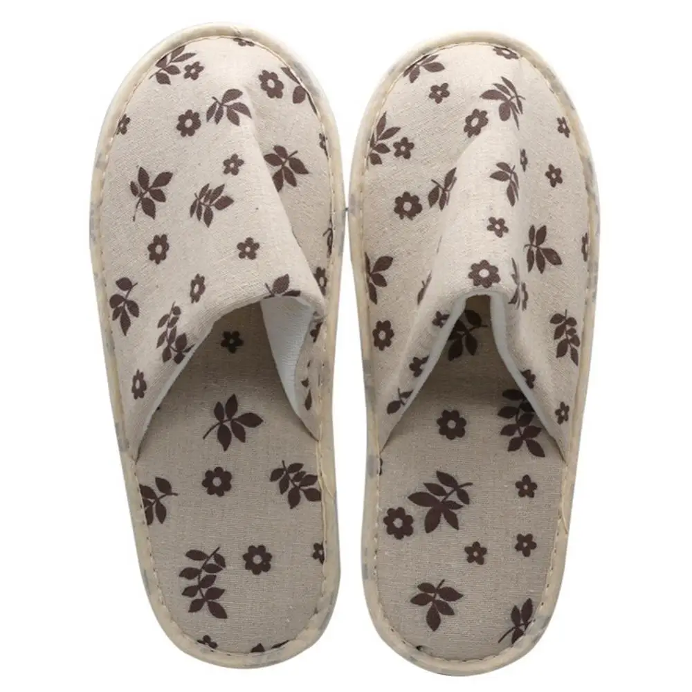 Disposable slippers portable closed toe tree leaf print hotel travel SPA