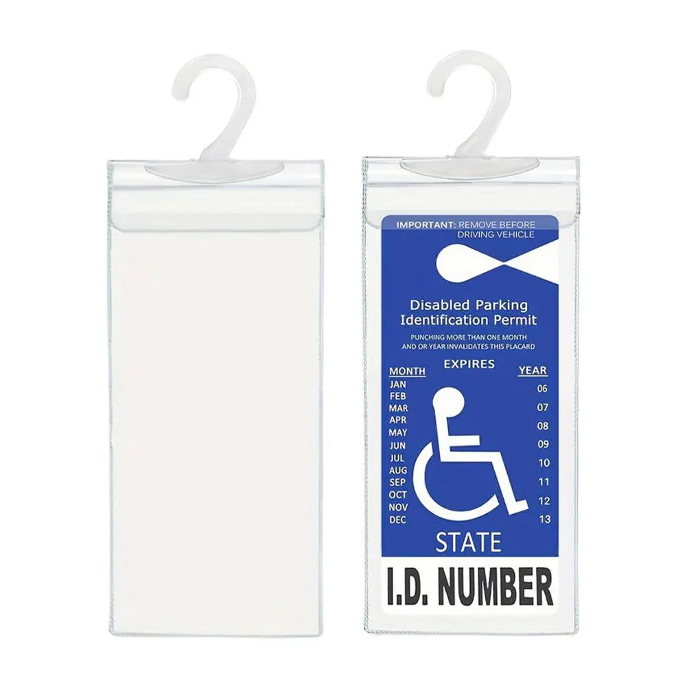 PVC Handicap Placard Holder with Large Hanger 11.4x5 Inch Parking Sign Protector Sleeve Auto Interior Accessories