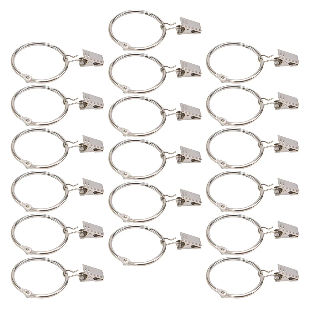 30pcs Curtain Fixing Ring Clips Decorative Curtain Rings Iron Curtain Rings with Clamps
