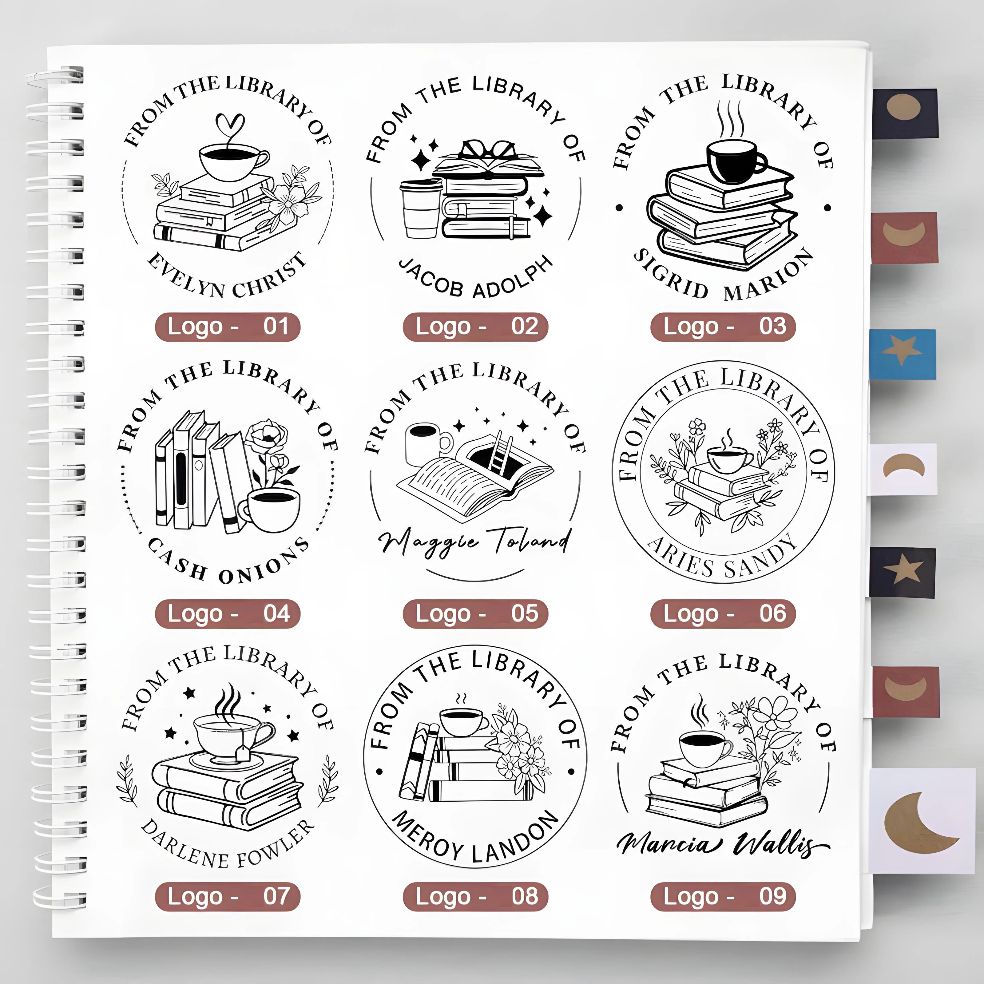 Customized Embosser Personalized Book Stamps Custom Logo Design Ghost Book and Tea Pattern Embosser Seal for Party Invitation