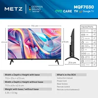 Téléviseur QLED Metz 32 "40" pouces Smart LED Google Tele HDR 10 Dolby Audio Bluetooth 5.1 EyeCare Tuner 2025 32 MQF7030Z 2
