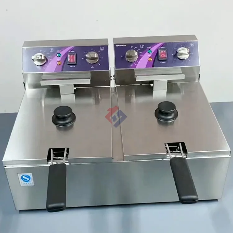 Double Tanks Double Baskets Commercial Chicken Fryer Electric Deep Fryers
