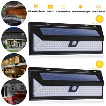 118 LED Solar Wall Lamp PIR Motion Sensor Outdoor Security Lamp 3models Outdoor Garden Courtyard Waterproof Led Wall Light 1