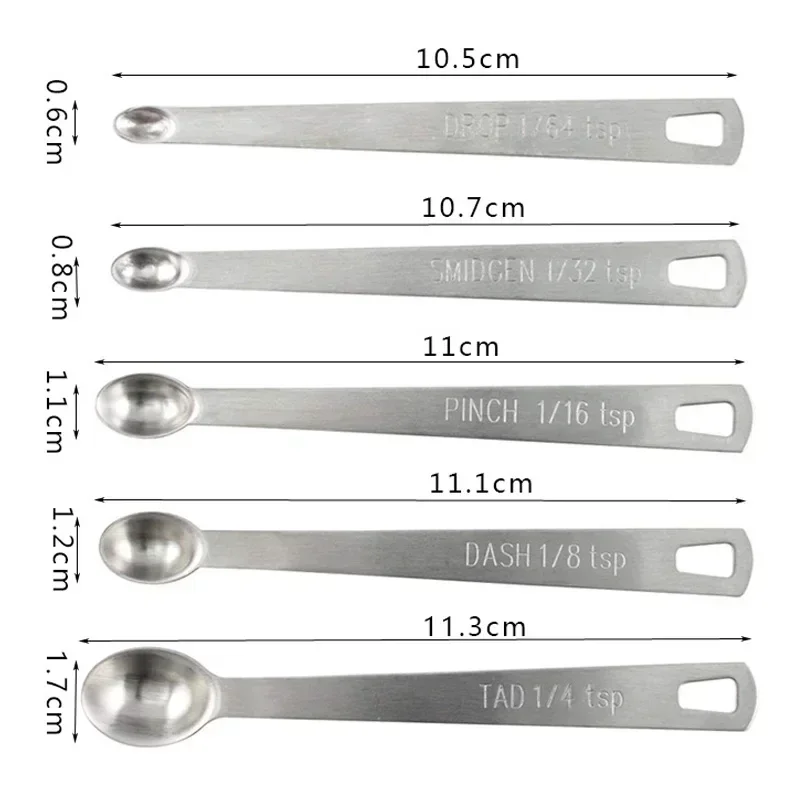 Kitchen Measuring Spoons Measuring Spoon Set 5pcs/Set Stainless Steel Small Measuring Spoon Multiple Size Coffee Tea Seasoning Measuring Spoons Home Kitchen Baking Tools