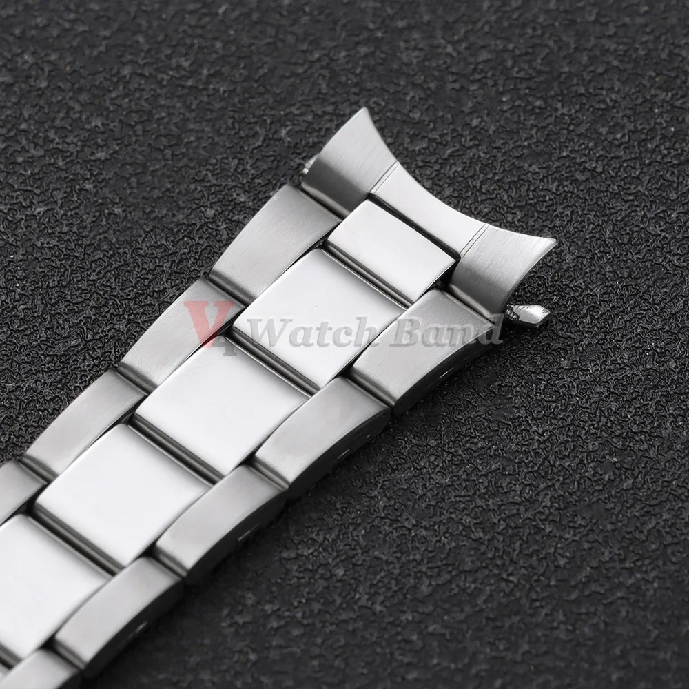 Sleek Stainless Steel Sport Bracelet Strap with Universal Folding Buckle – Curved End Design