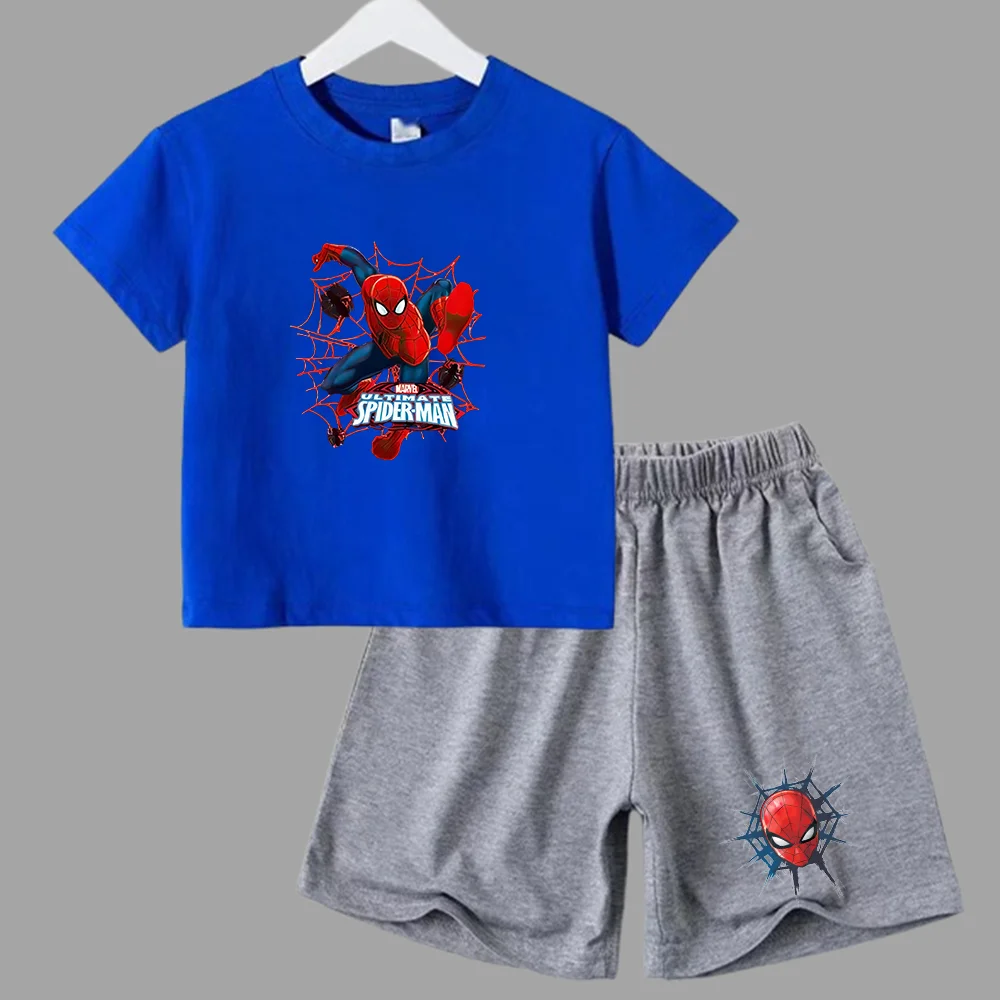 thumbnail image 1 of Conjunto de verano de Marvel Spider-Man para bebé adolescente, camiseta para niño, pantalones cortos, conjunto de 2 piezas, ropa deportiva de manga corta para niño y niña, marca de dibujos animados pa, 1 of 5