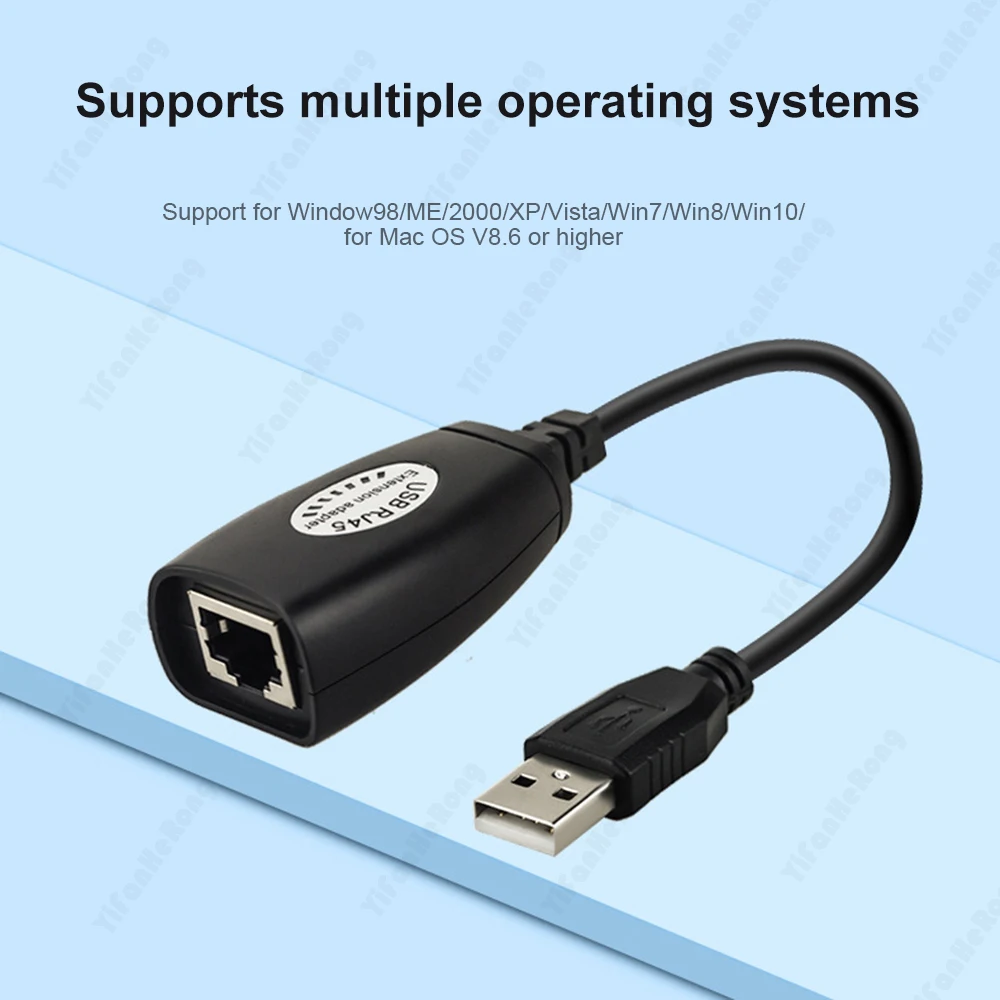 

USB to RJ45 Male/Female Extender Adapter Kit for Cat5/6 Patch Cord 2pcs Included Extension Ethernet Network 150ft