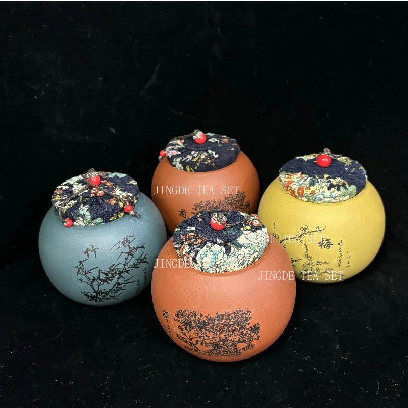 Chinese Yixing Purple Clay Tea Jar Sealed Tea Storage Tin Moisture-proof Pu 'er Tea Box Zisha Tea Accessories Coffee Container