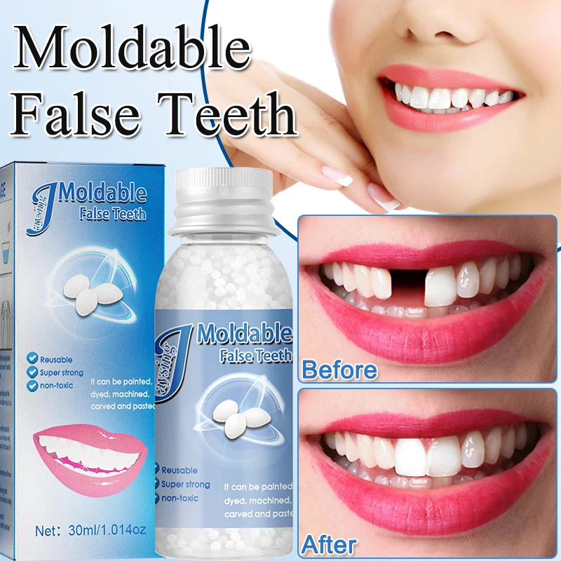 

30ml Resin Temporary Tooth Repair Granules Teeth Gaps Broken Tooth Filling Moldable Solid Glue Dental Care Halloween Makeup Tool