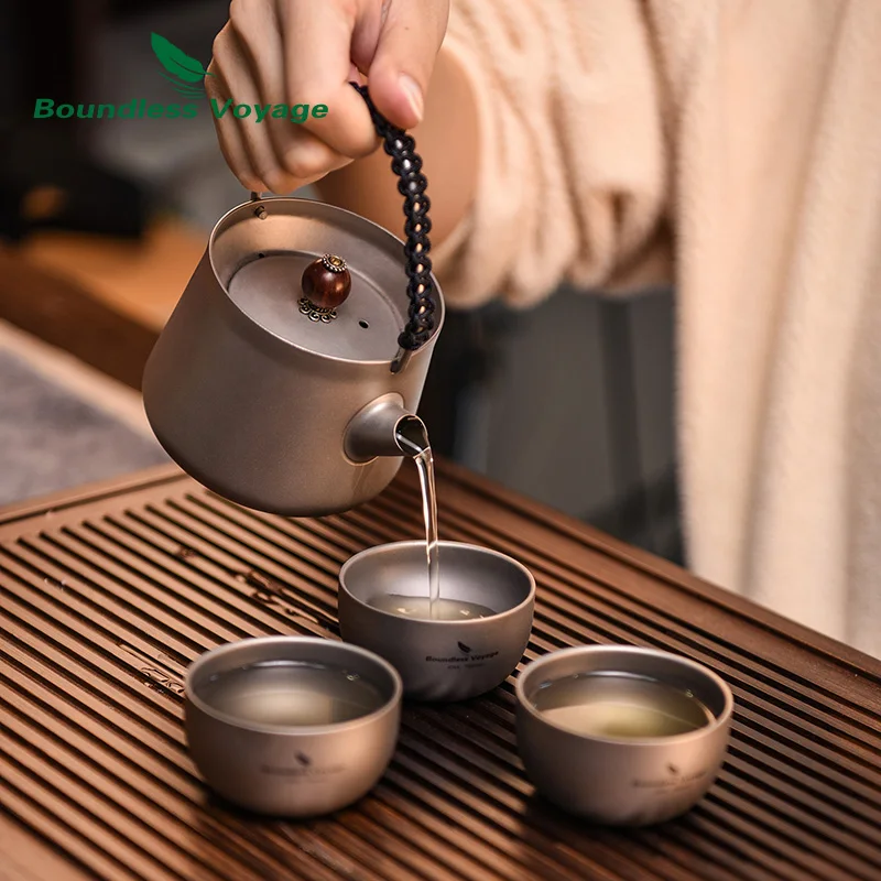 무한 항해 티타늄 이중 벽 컵 미니 티 컵 술 컵 야외 캠핑 머그잔 커피 컵 경량 Drinkware 40ml