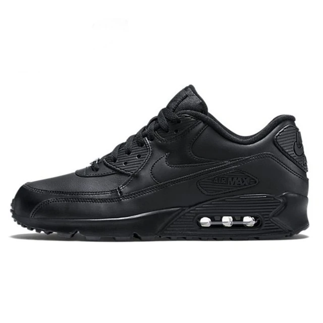 Nike Air Max 90 AirMax Leather Triple Black Running Shoes Retro Classic Casual Jogging Sports Shoes Trainers Women Men Sneakers 1