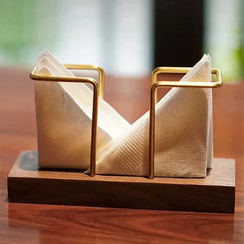 1PC Wooden Tissue Holder Facial Tissue Napkin Organizer Metal Kitchen Decoration Napkin Stand for Table Dispenser Holder