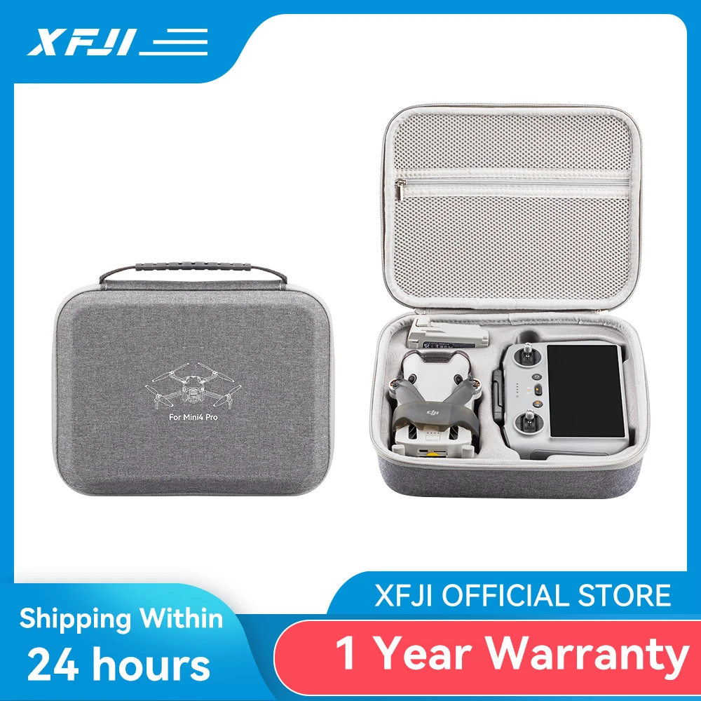 XFJI Carrying Case for DJI Mini 4 Pro RC 2/RC N2 Storage Bag Mini 4 Pro Drone Accessories Snowflake Cloth Splash-proof Handbag